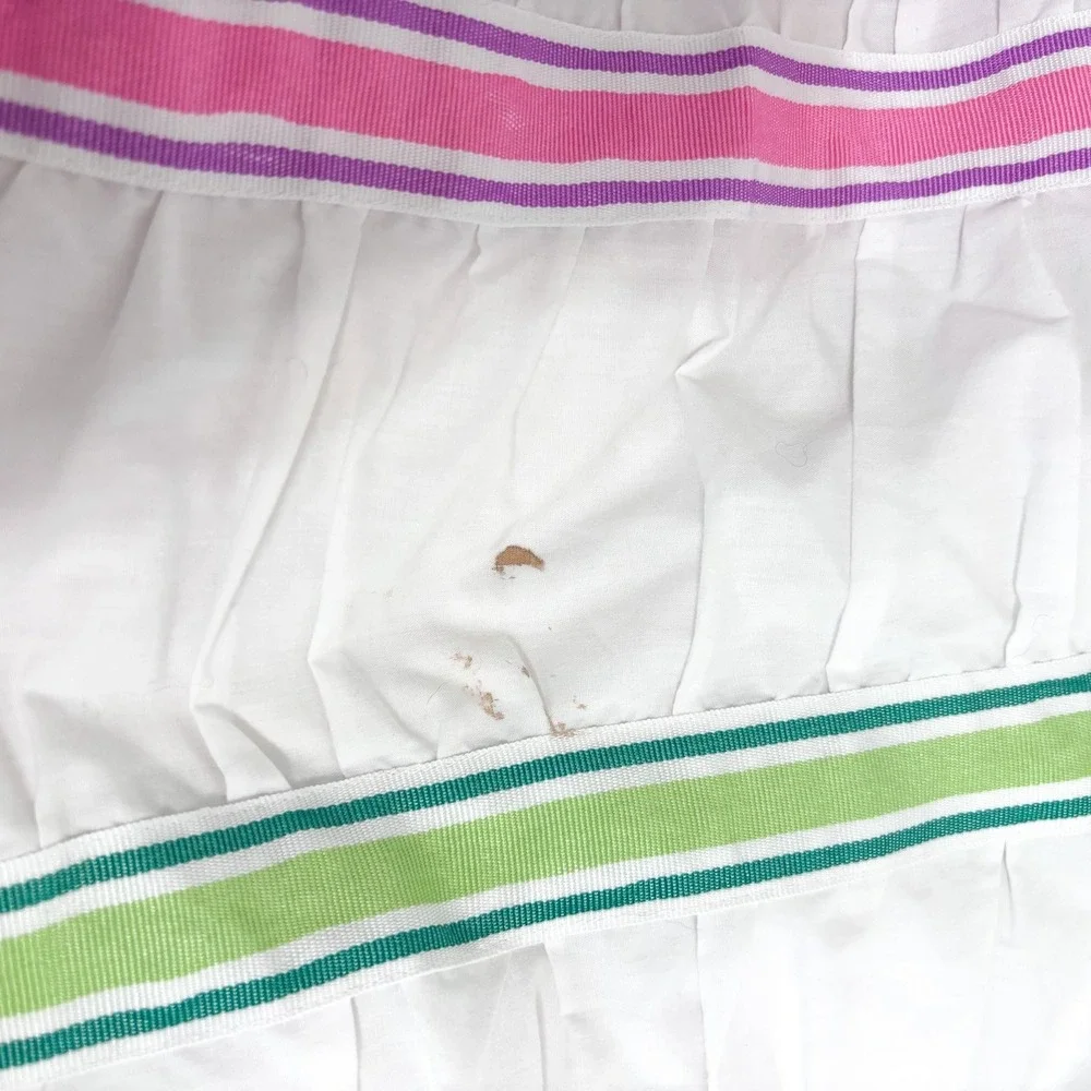 Pottery Barn Teen Ruched Pucker Up Duvet Full Queen Rainbow Striped White READ